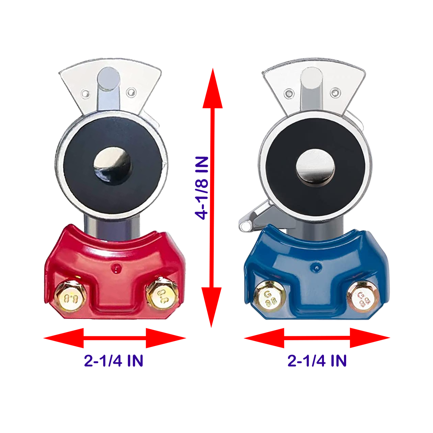 Glad Hands Kit with Rubber Seals, Aluminum Glad Hand Universal Red Blue Emergency Service Gladhand Set for Semi Trucks Trailers Tractors Air Line