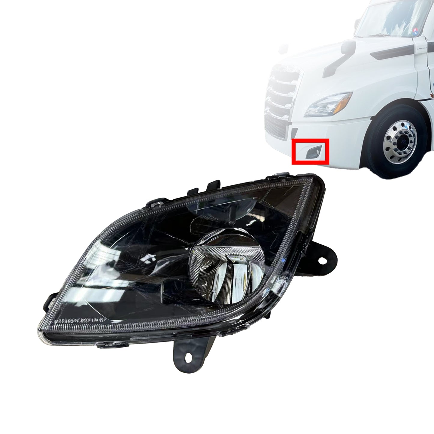 Freightliner Cascadia 2018+ LED Fog Light Lamp, Black Housing, Replacement For A6603653002, A6603653003