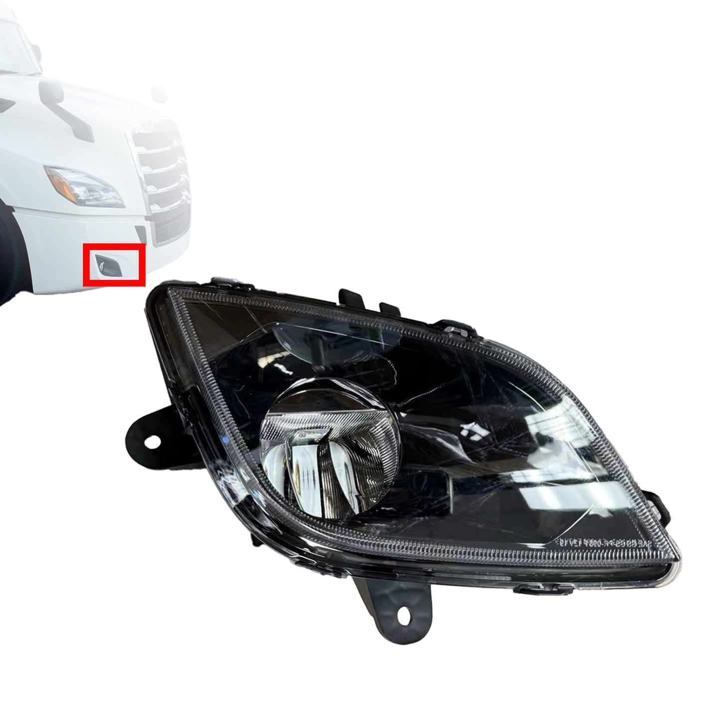 Freightliner Cascadia 2018+ LED Fog Light Lamp, Black Housing, Replacement For A6603653002, A6603653003