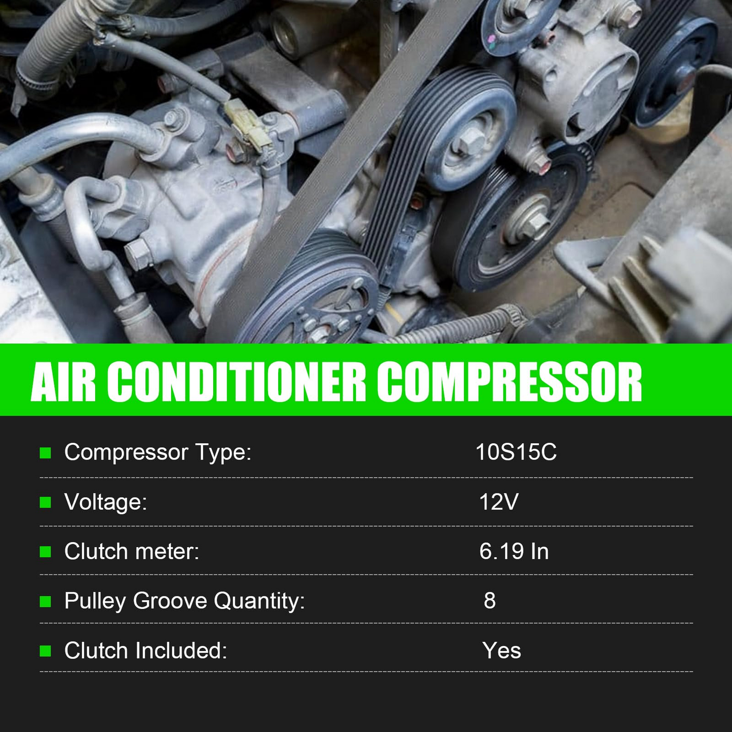 AC Compressor for Freightliner Cascadia, 2265771000 Air Conditioner Compressor with Clutch