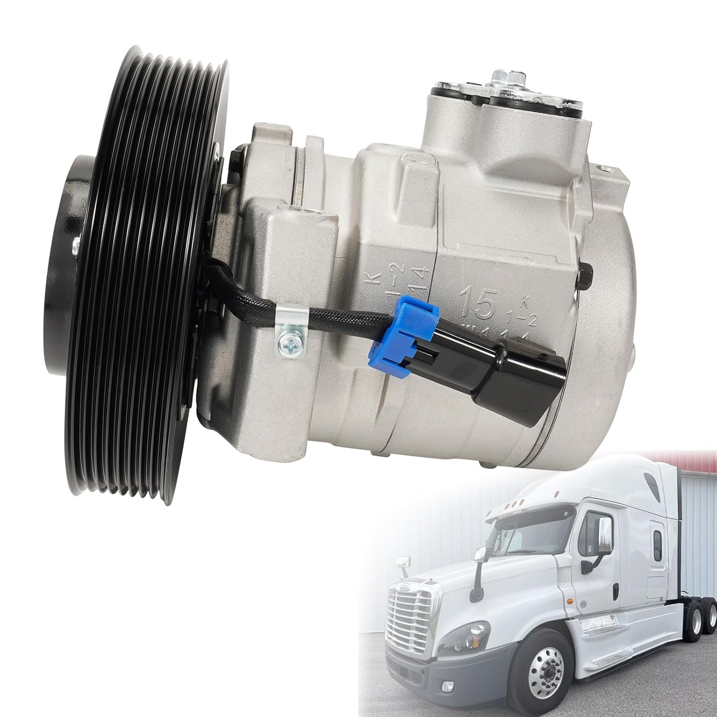 AC Compressor for Freightliner Cascadia, 2265771000 Air Conditioner Compressor with Clutch