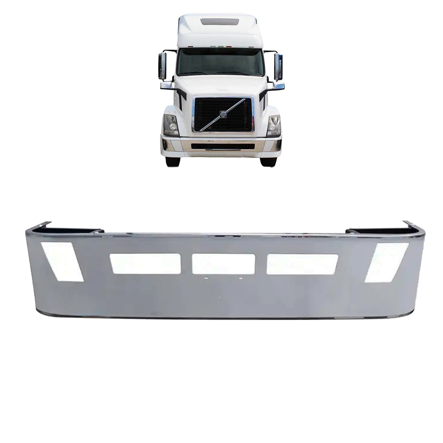 Volvo VNL 2004-2017 16 inches Stainless Steel Bumper with fog lights hole