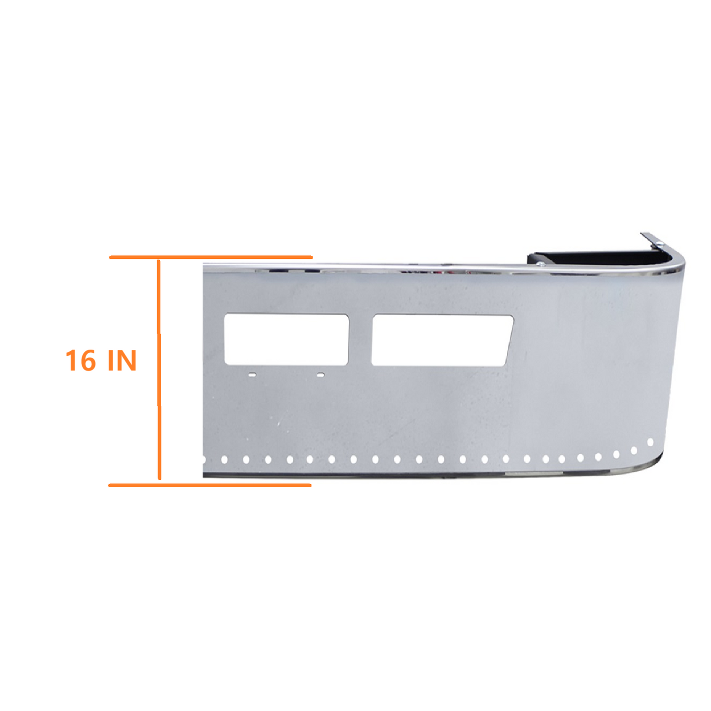 Volvo VNL 2004-2017 16 inches Stainless Steel Bumper with mark light hole Chrome