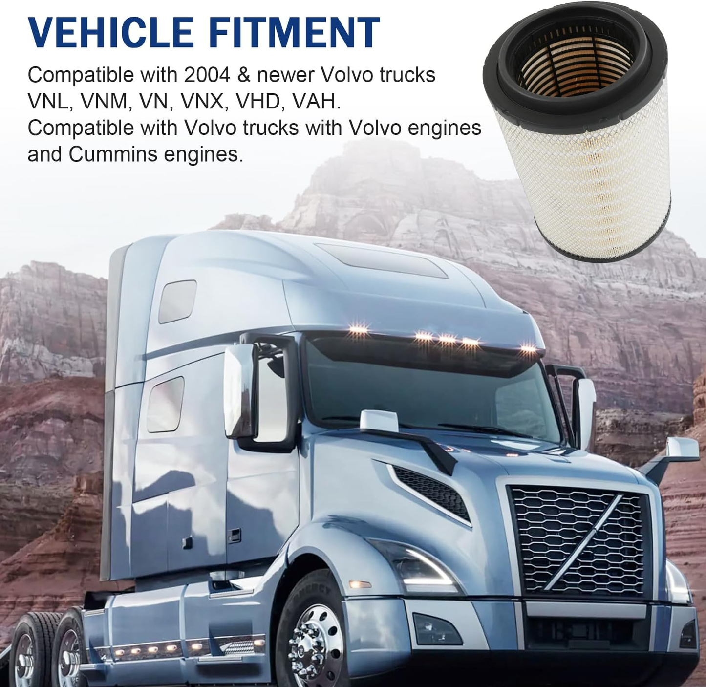Engine Air Filter 21715813 Compatible with Volvo VNL 2004-2024
