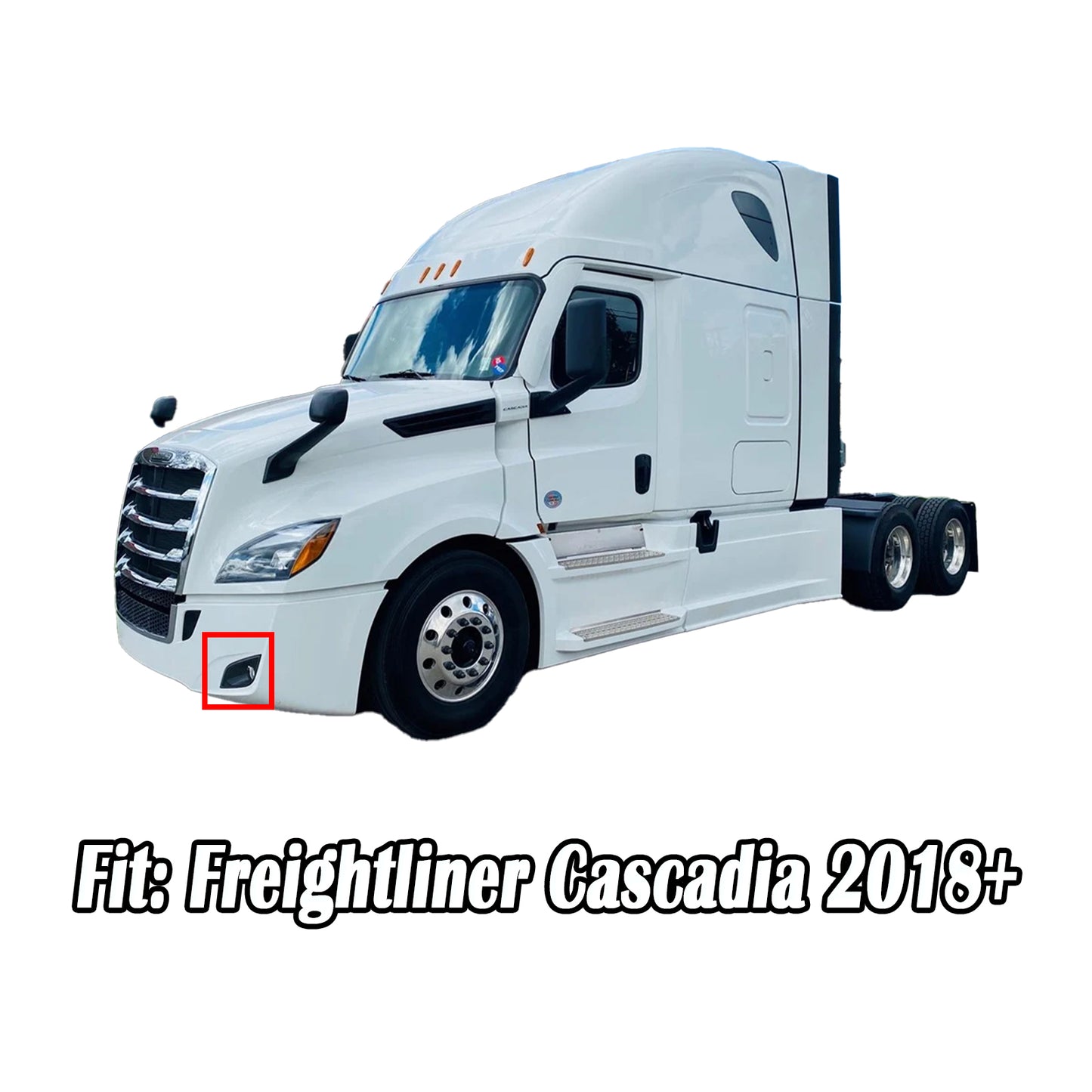 Freightliner Cascadia 2018+ LED Fog Light Lamp, Black Housing, Replacement For A6603653002, A6603653003