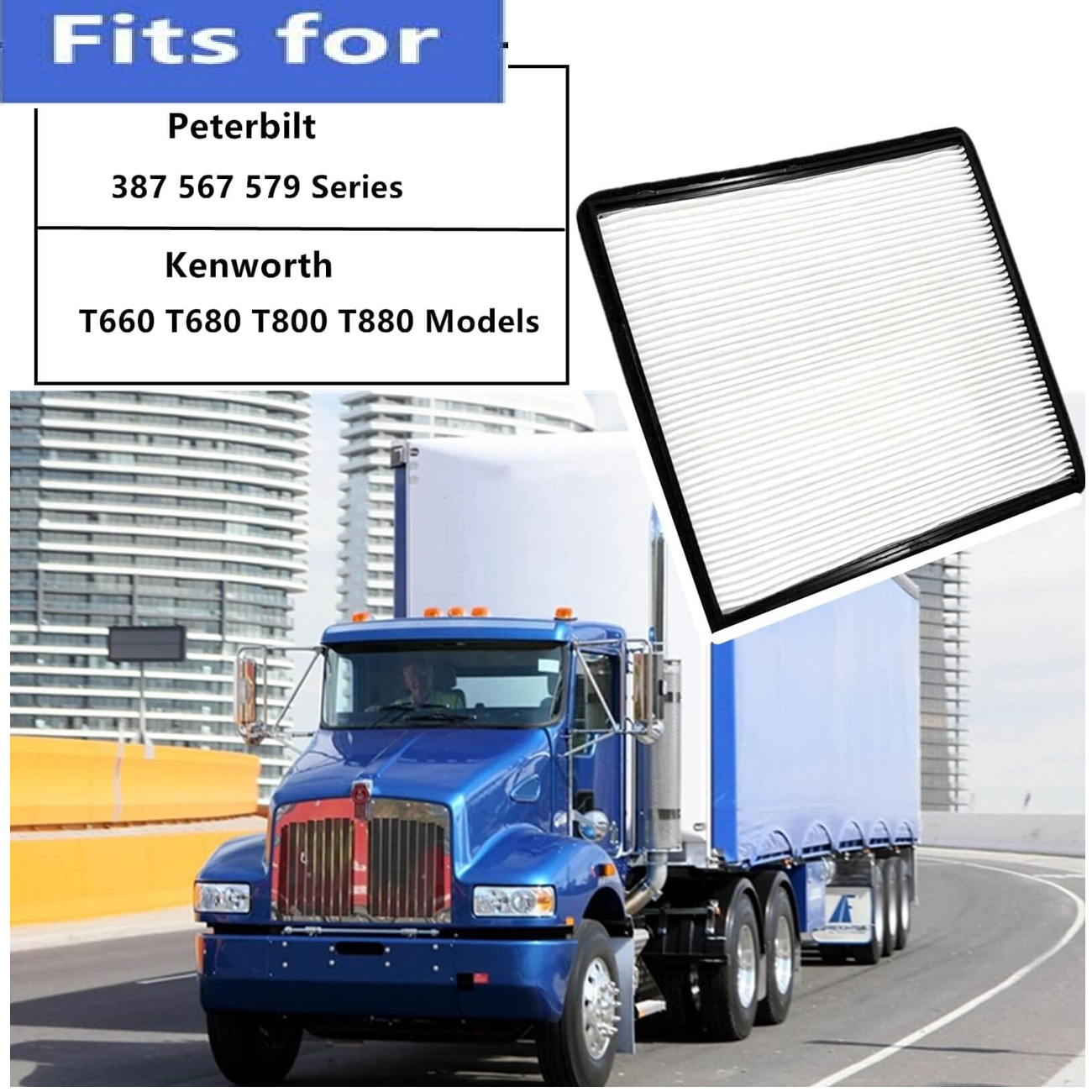 Cabin Air Filter Fit For Kenworth 660 T680 T800 T880 & Peterbilt 387 567 579 - Replaces S-9034, F37-1018, S28571, PA30269, AF56102