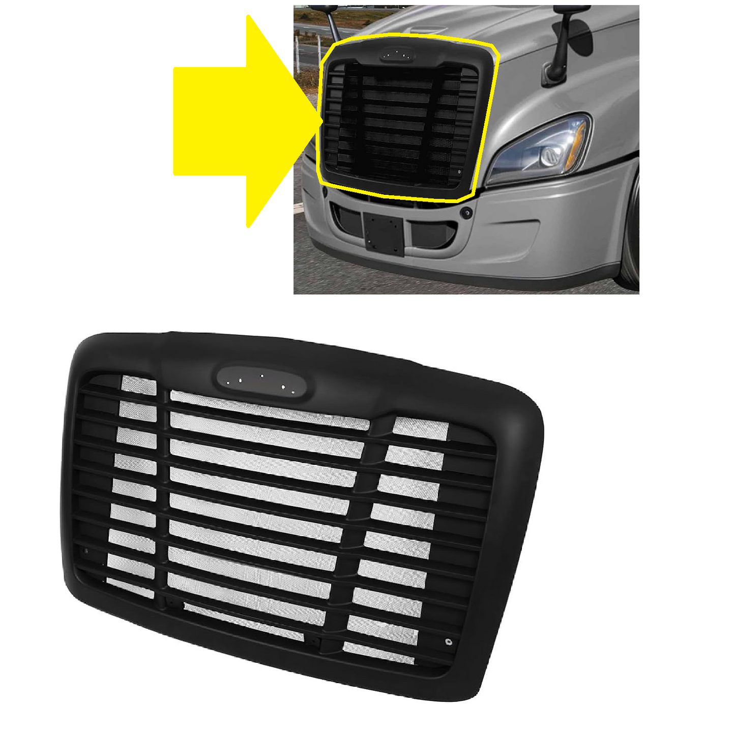 Freightliner Cascadia 2008-2017 Front Grille W/ Bug Screen Black | A1719112000