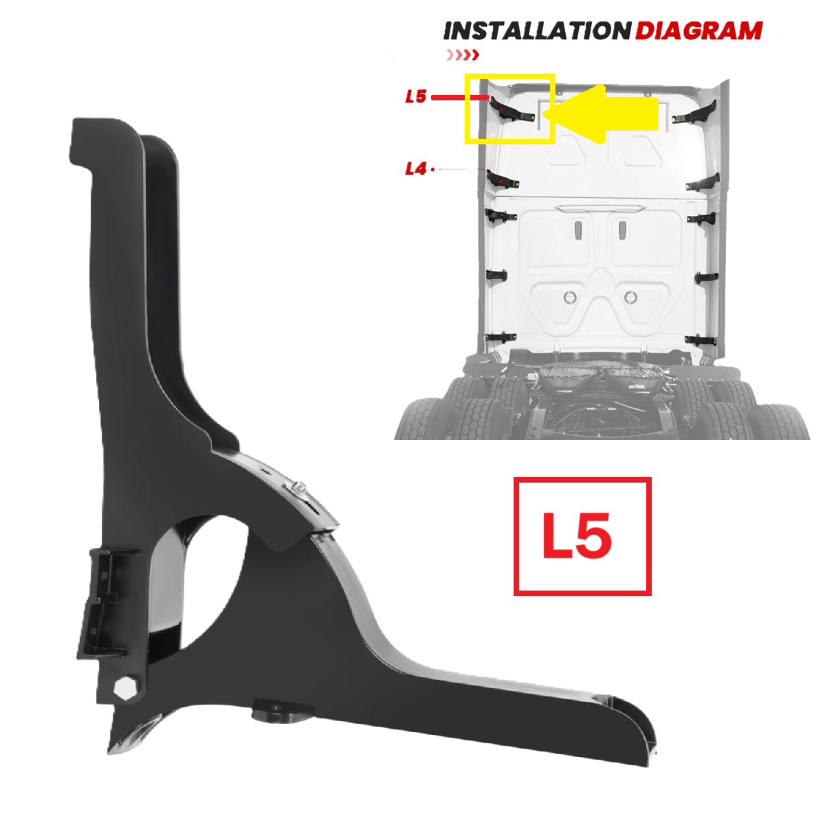 Freightliner Cascadia 2008-2017 Cab Rear Fairing Hinge (L5) Left Driver Side