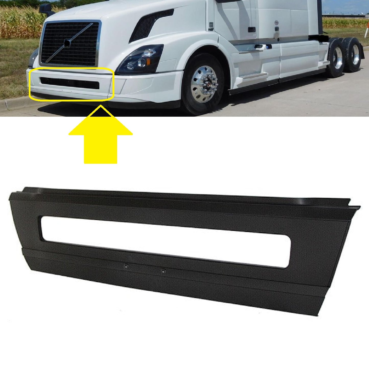 Front Center Bumper Replacement for Volvo VNL 2016–2017 Black