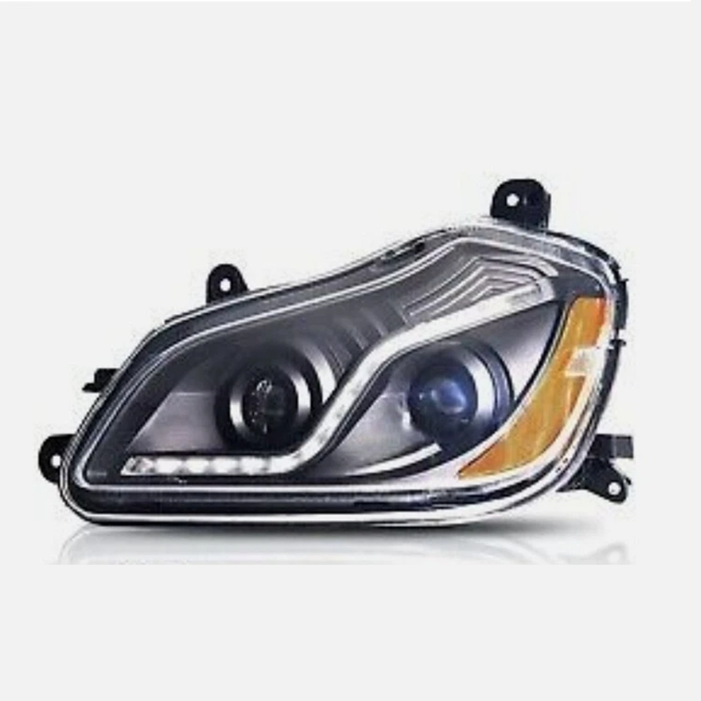 Black Projector Headlights Assembly with LED Bar for Kenworth T680 2013-2017