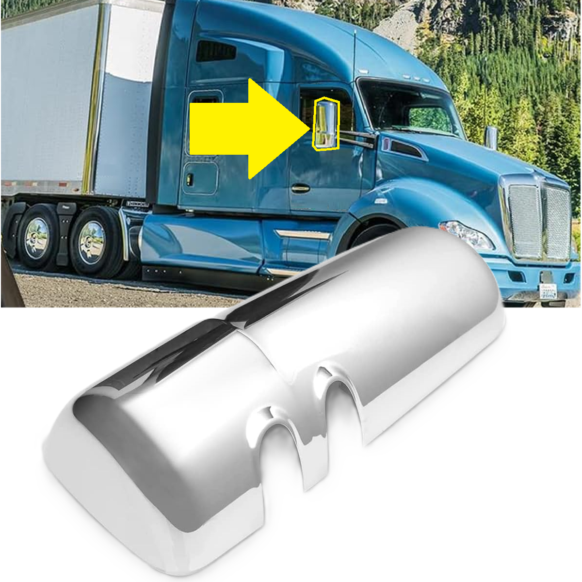 KENWORTH T880 T680 2013-2021 SIDE Door MIRROR COVER CHROME Right Passenger Side
