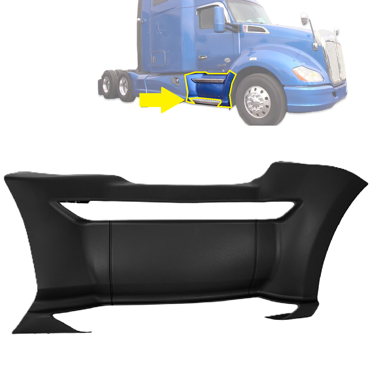Kenworth T680 2013-2021 Front Step Fairing Panel Right Passenger Side - Black