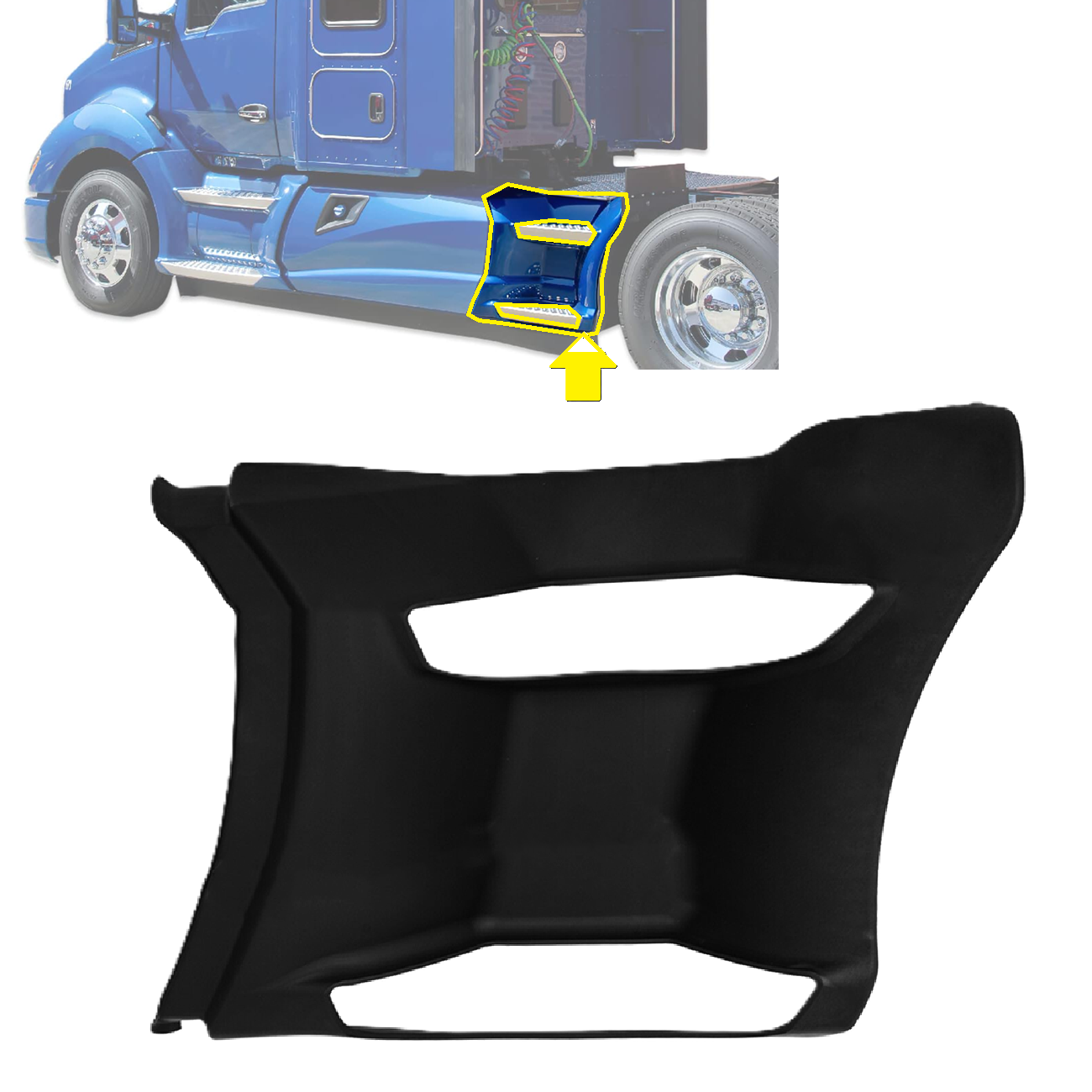 Kenworth T680 2013-2021 Rear Step Fairing Panel Left Driver Side - Black