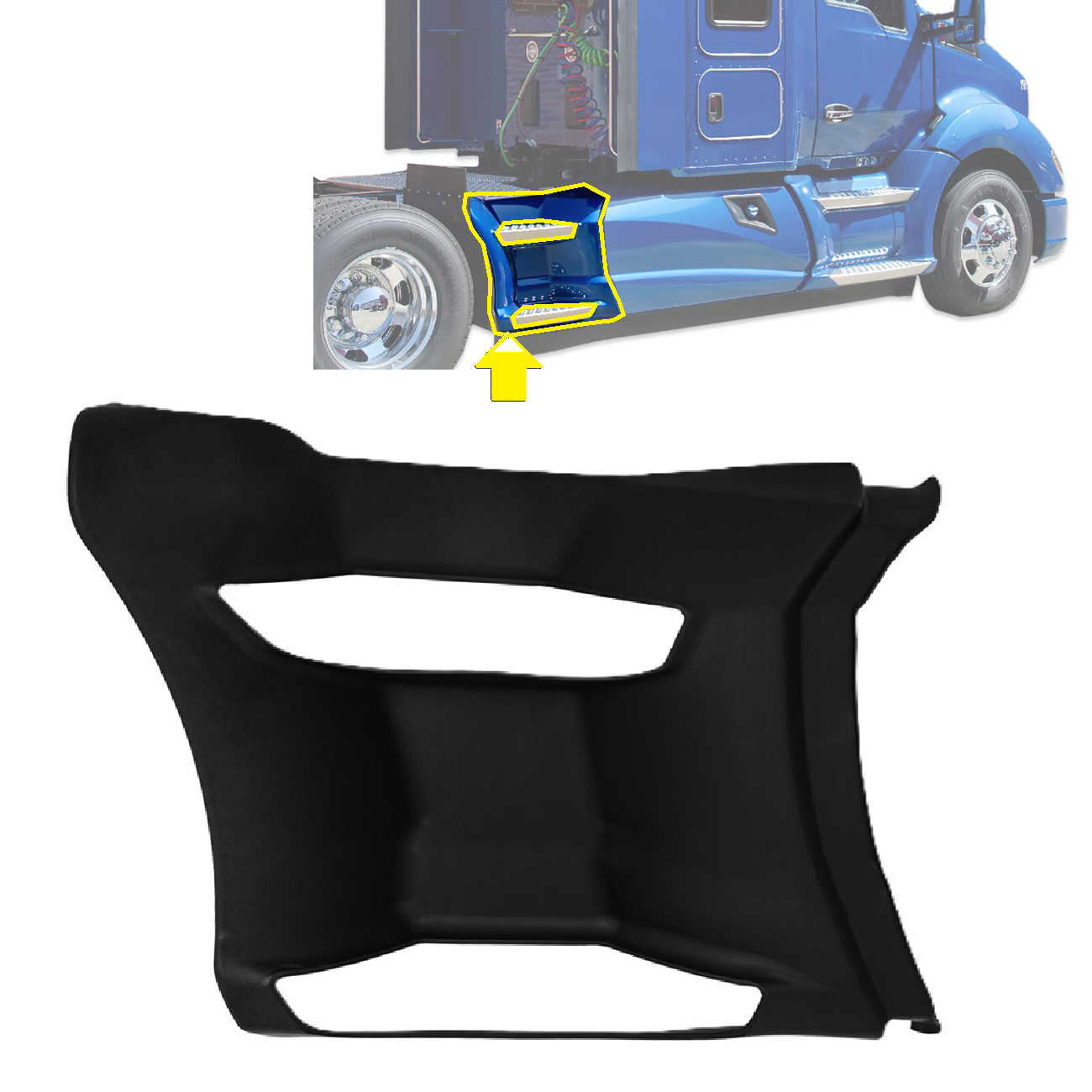 Kenworth T680 2013-2021 Rear Step Fairing Panel Right Passenger Side - Black