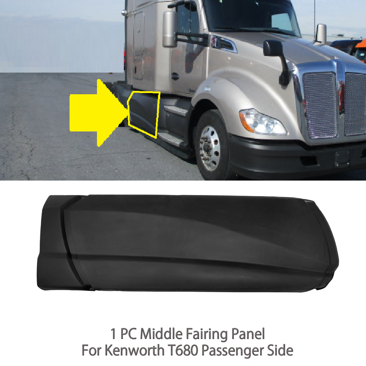 Middle Step Fairing Panel For Kenworth T680 2013-2021 Left Driver Side W/ Hole, Right Passenger Side without HOLE 79.93In (203CM)