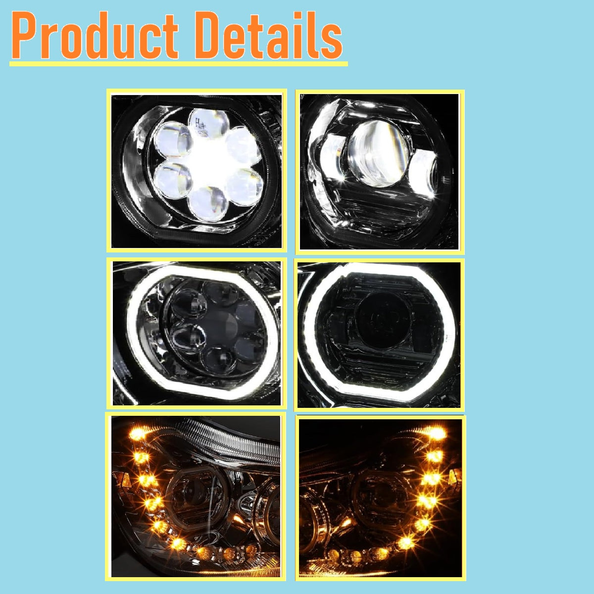 Kenworth T680 2013-2021 Full LED Headlight | Halo Rings Daytime Running Light Chrome Housing