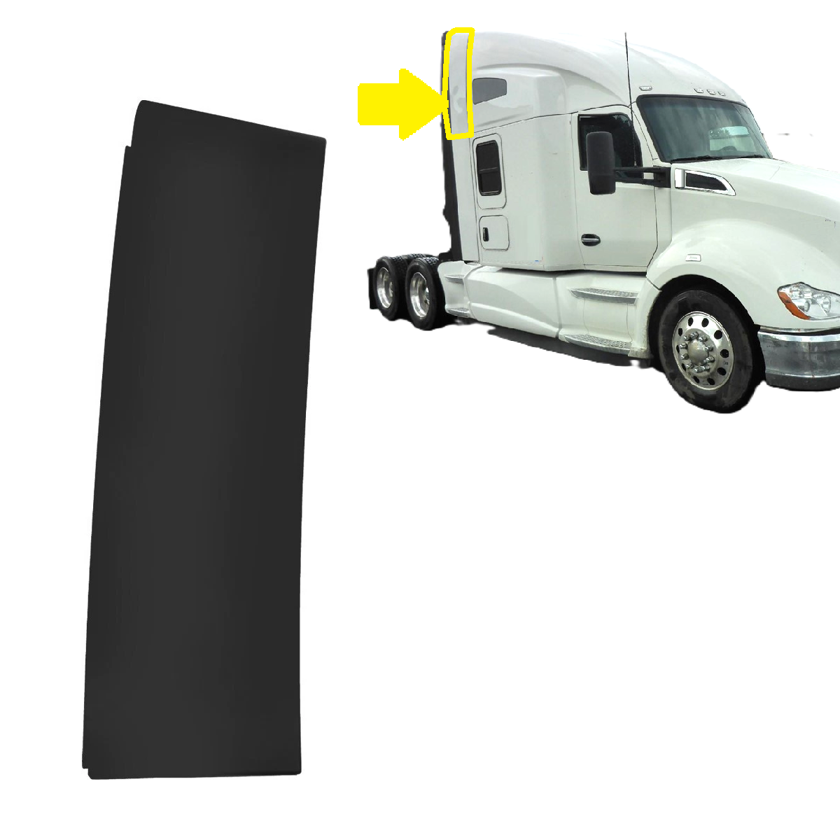 KENWORTH T680 2013-2021 Upper Cabin Rear Fairing, AIR DEFLECTOR (IRON) Right Passenger Side