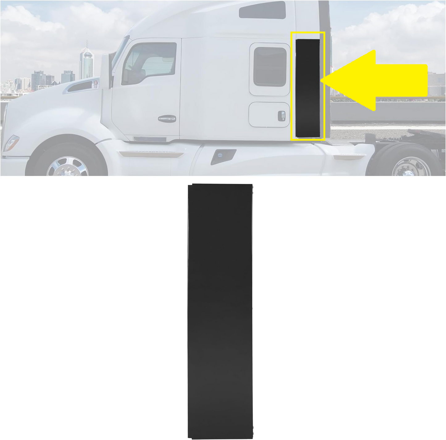 Kenworth T680 2013-2021 the Cabin Sleeper Lower Fairings -Air Deflector (iron)- Left Driver Side