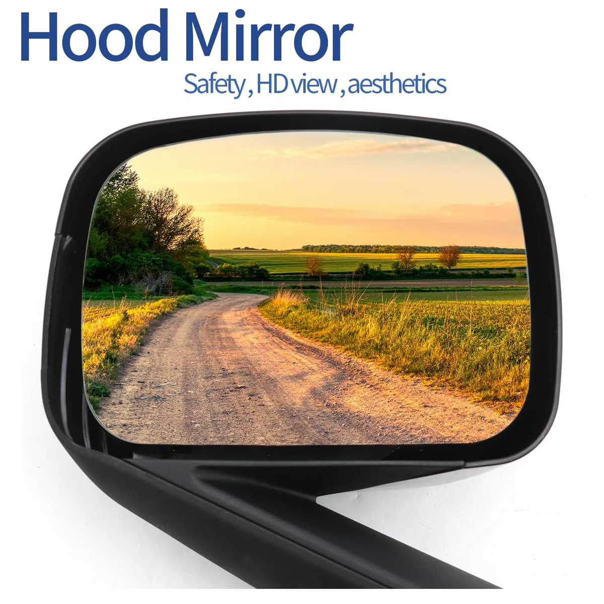 Freightliner Cascadia 2018+ Hood Mirror with Heated Glass, Black Cover Left Driver Side