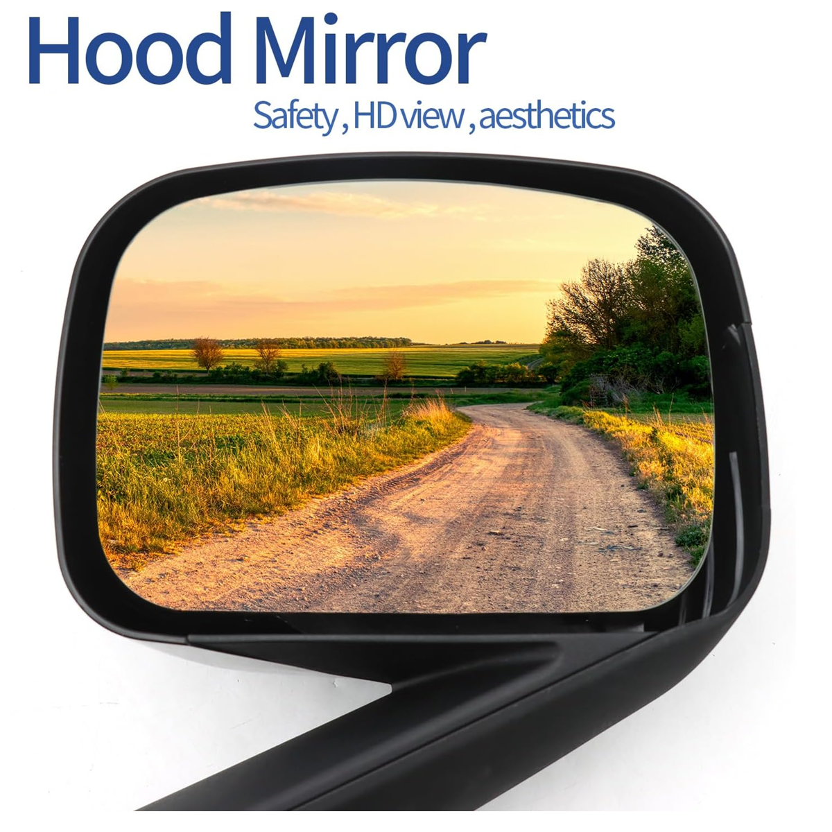 Freightliner Cascadia 2018+ Hood Mirror with Heated Glass, Black Cover | Right Passenger Side