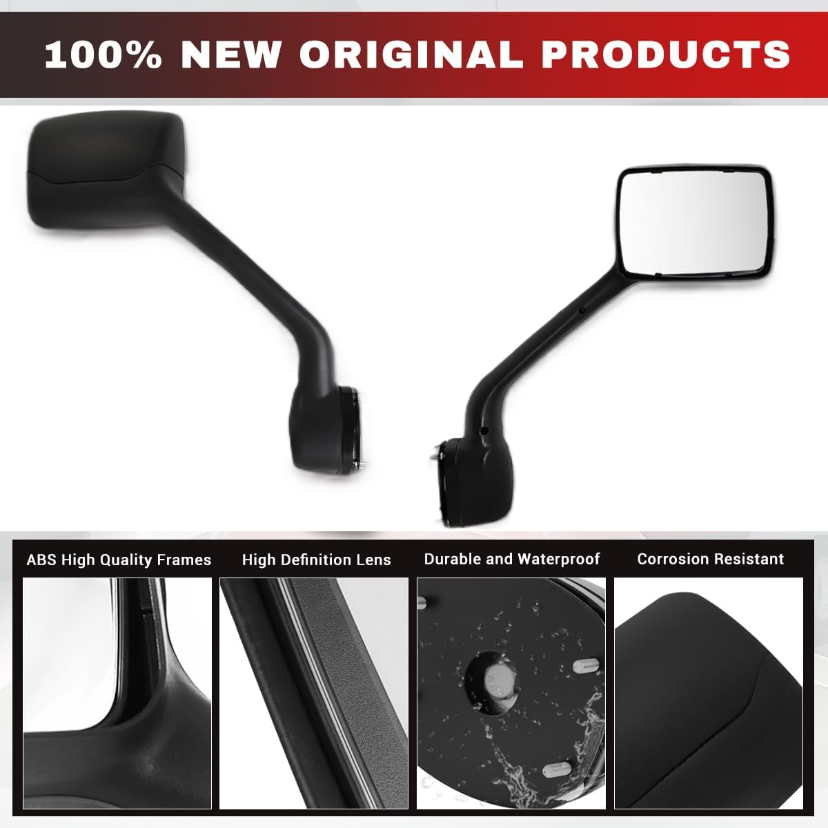 Kenworth T680 2013-2020 Peterbilt 579 2010-2017 Peterbilt 587 2010-2017 Hood Mirror Black Left Driver Side