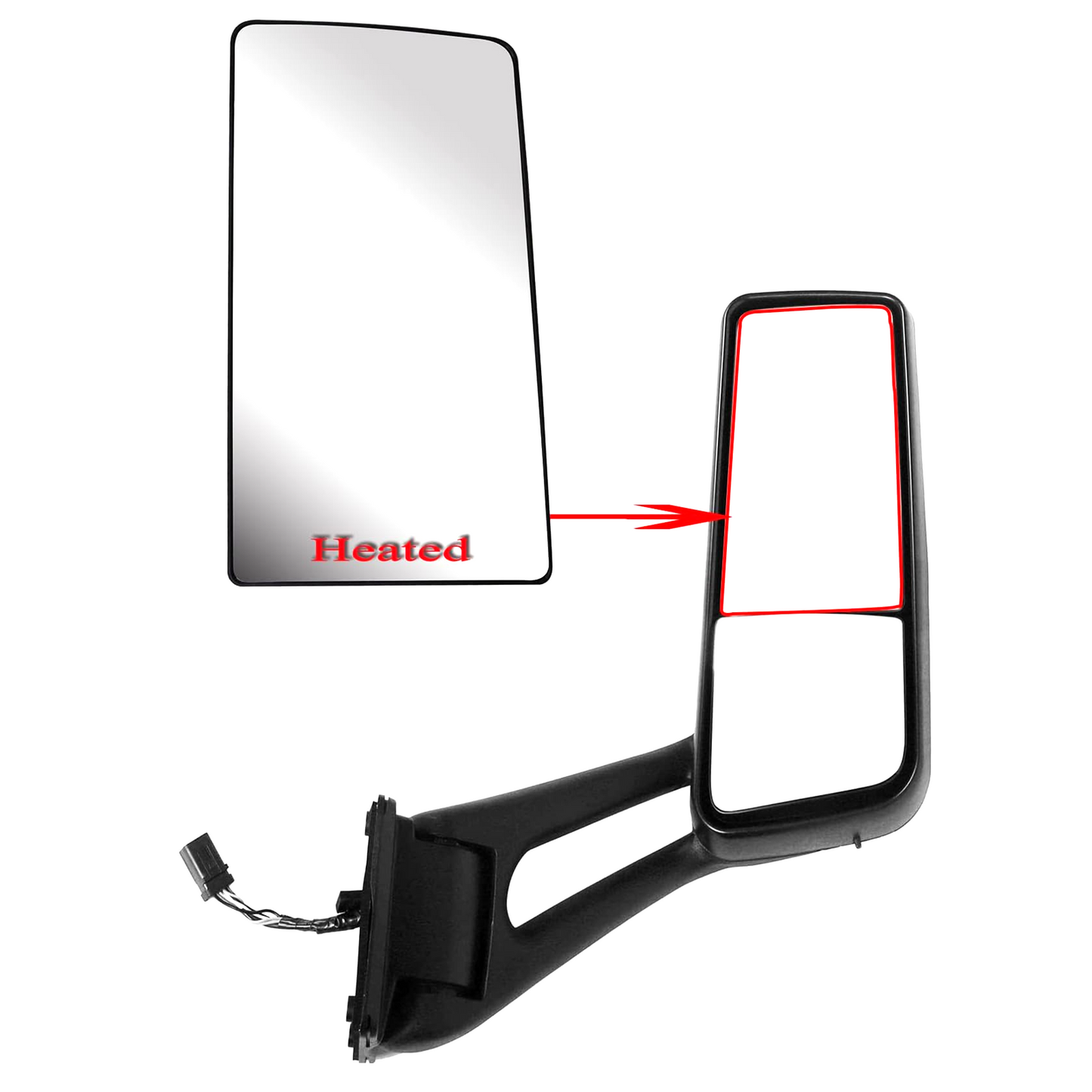 Replacement Upper Main Mirror Glass for Peterbilt 579 (2012-2020), Heated Flat Mirror, High Reflective