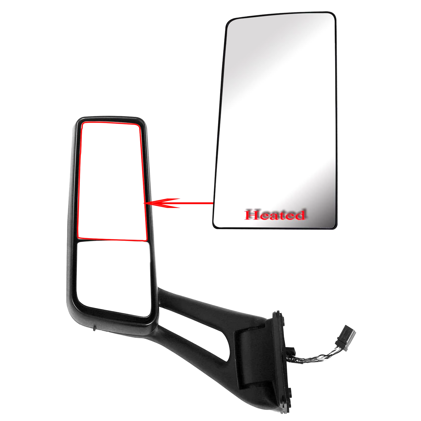 Replacement Upper Main Mirror Glass for Peterbilt 579 (2012-2020), Heated Flat Mirror, High Reflective