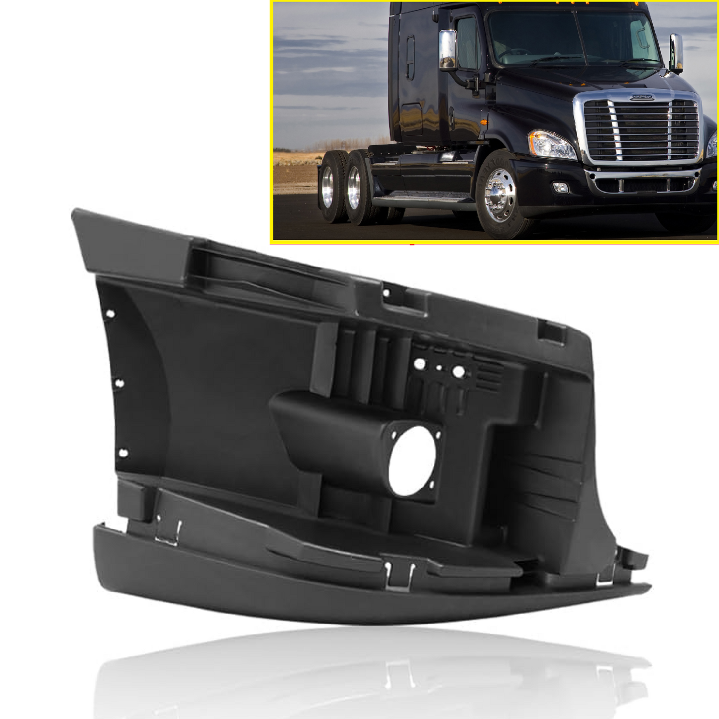 Freightliner Cascadia 2008-2017 Bumper Corner Reinforcement with Fog Light Hole Right Passenger Side