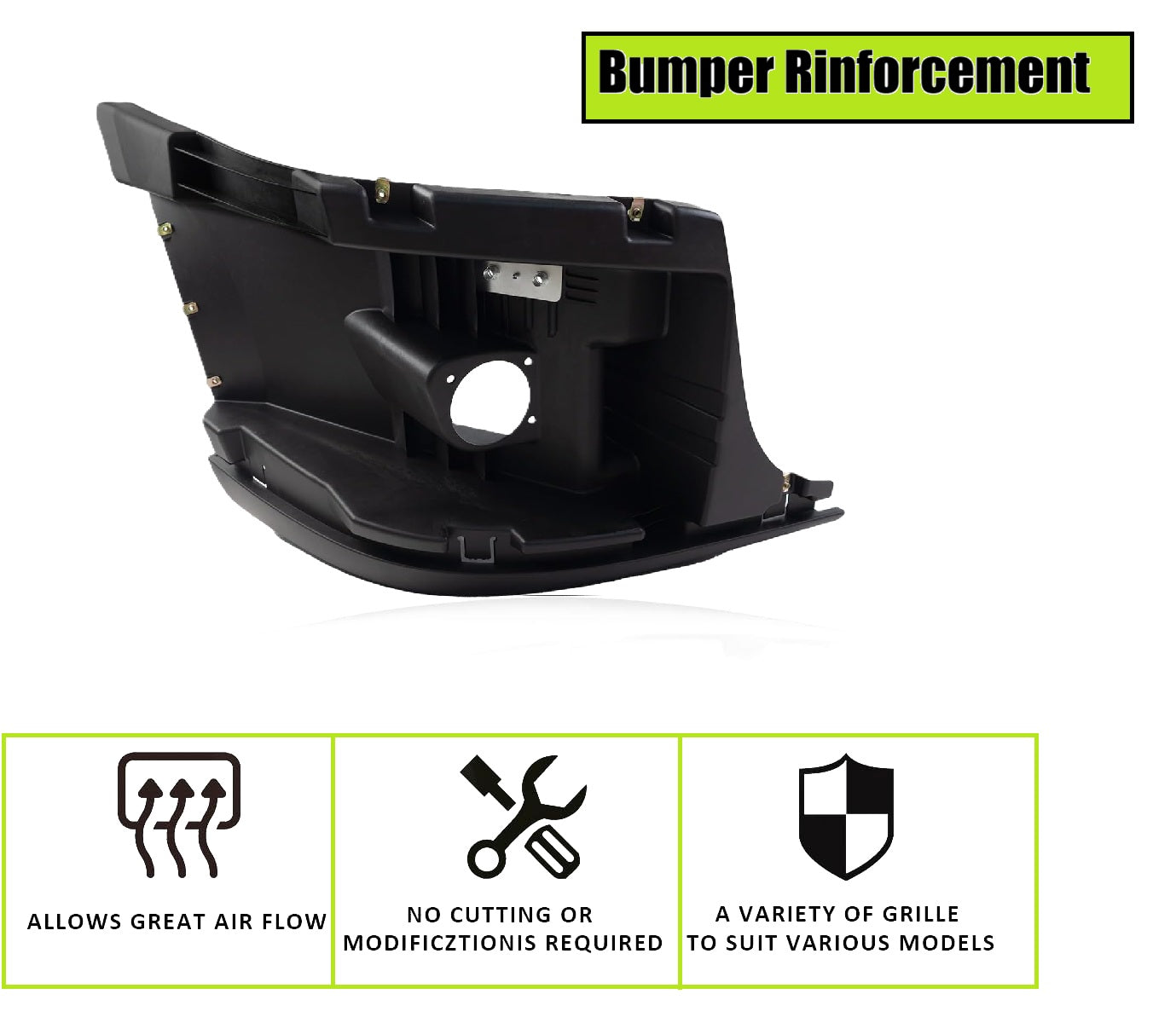Freightliner Cascadia 2008-2017 Bumper Corner Reinforcement with Fog Light Hole Right Passenger Side