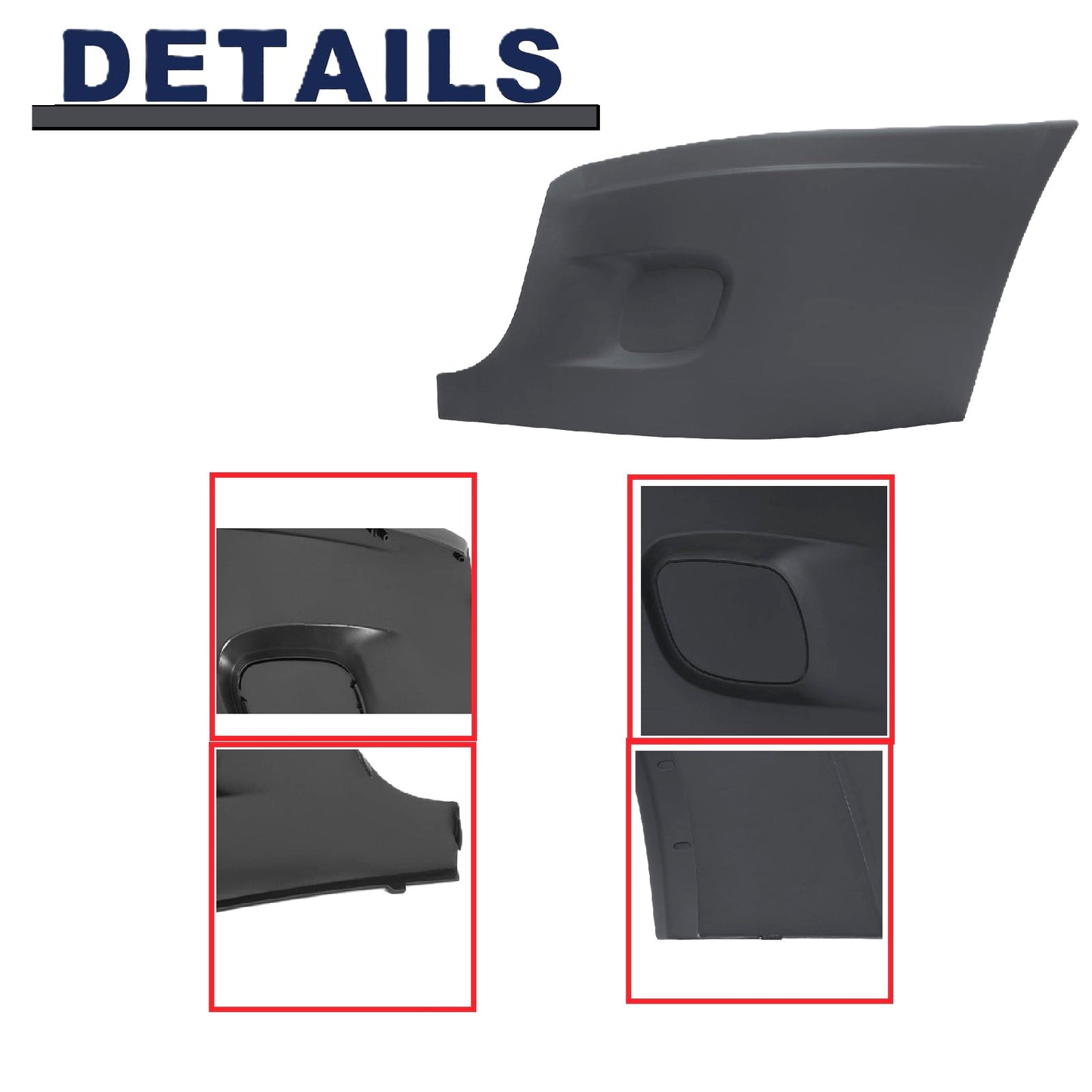 Freightliner Cascadia 2008-2017 Bumper Corner Outer Without Fog Light Cut-out Black Plastic Left Driver Side
