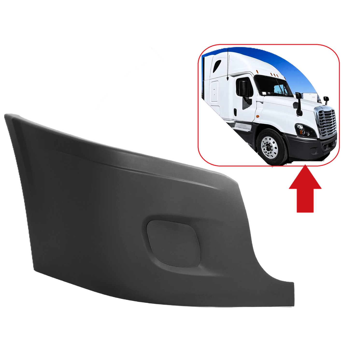 Freightliner Cascadia 2008-2017 Bumper Corner Outer Without Fog Light Cut-out Black Plastic Right Passenger Side