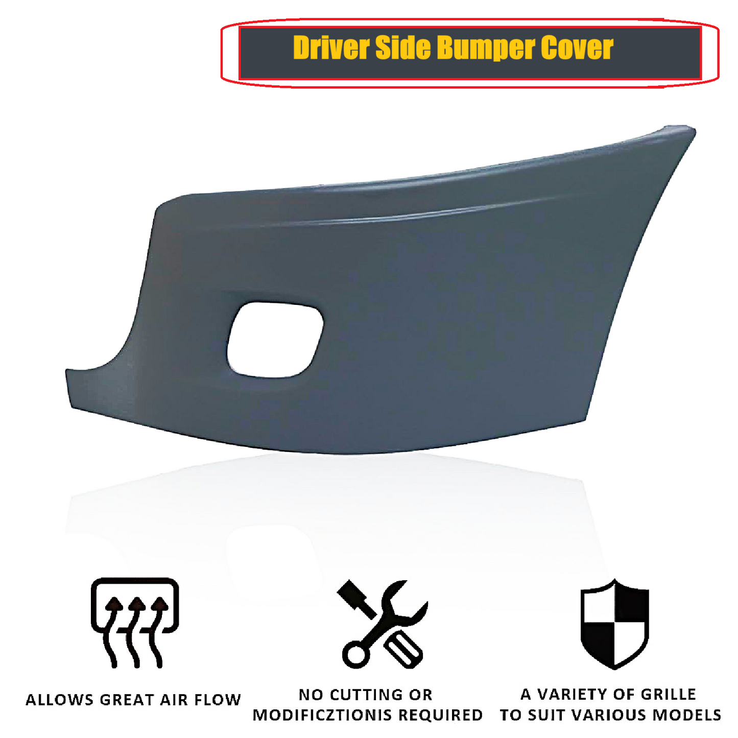 Freightliner Cascadia 2008-2017 Bumper Corner outer with Fog Light Hole Left Driver Side