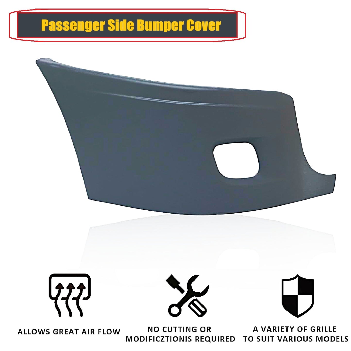Freightliner Cascadia 2008-2017 Bumper Corner outer with Fog Light Hole Right Passenger Side