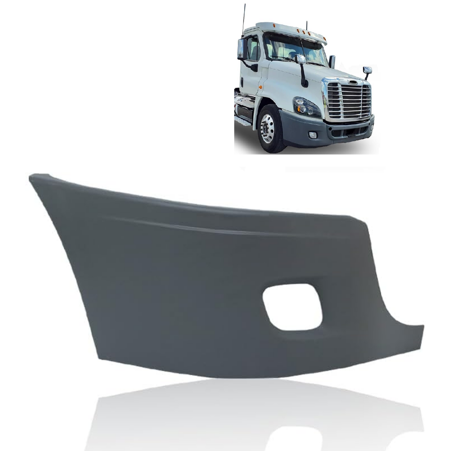 Freightliner Cascadia 2008-2017 Bumper Corner outer with Fog Light Hole Right Passenger Side