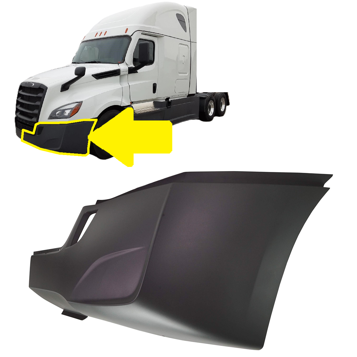 Freightliner Cascadia 2018-2024 bumper end Cover without fog light hole Left Driver Side