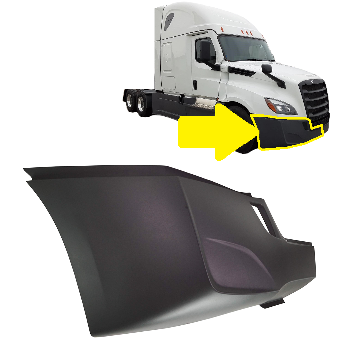 Freightliner Cascadia 2018-2024 bumper end Cover without fog light hole Right Passenger Side