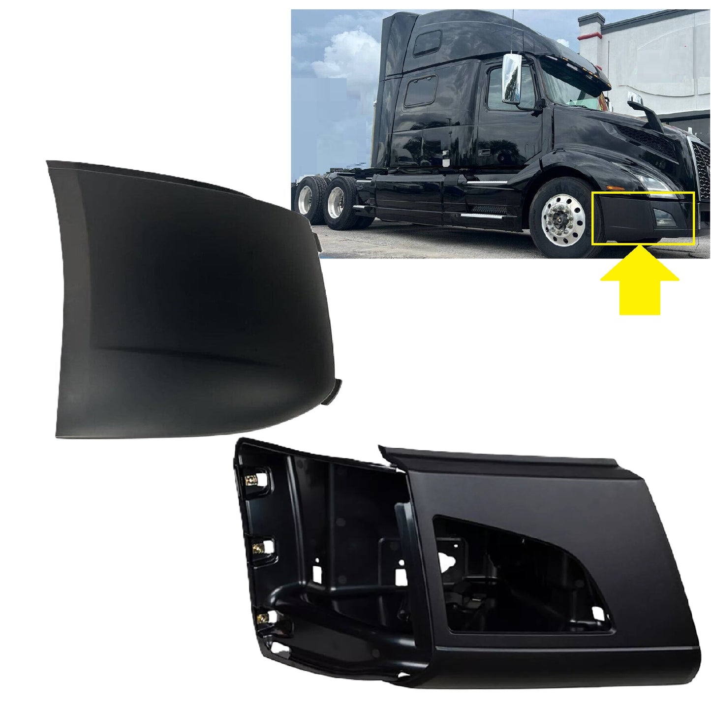 Bumper Side Reinforcement & Side Cover Panel Right Replacement for Volvo VNL 2018–2024
