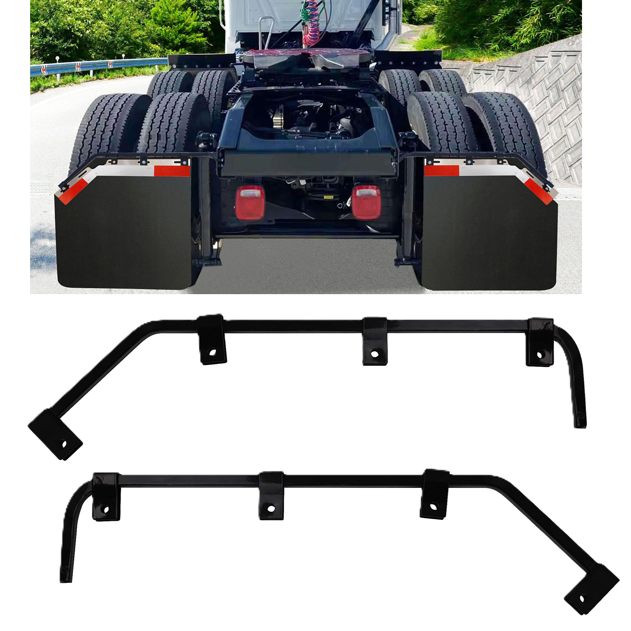Square Steel Mud Flap Hanger Angled for truck semi-truck trailer