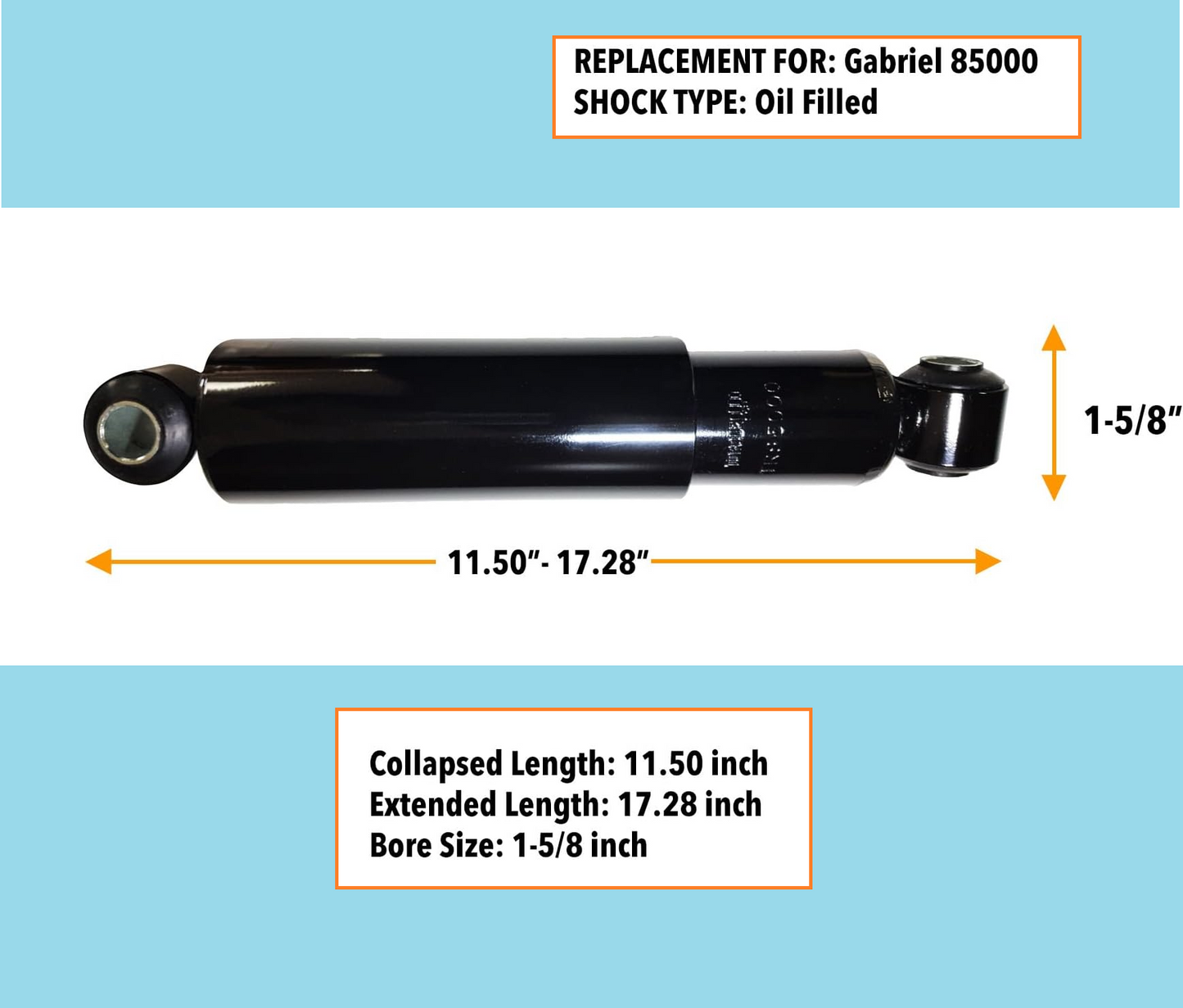 Heavy Duty Shock Absorber for Semi Truck | Freightliner 16-14759-000,PeterbiltKenworth 665788, Volvo 1091367