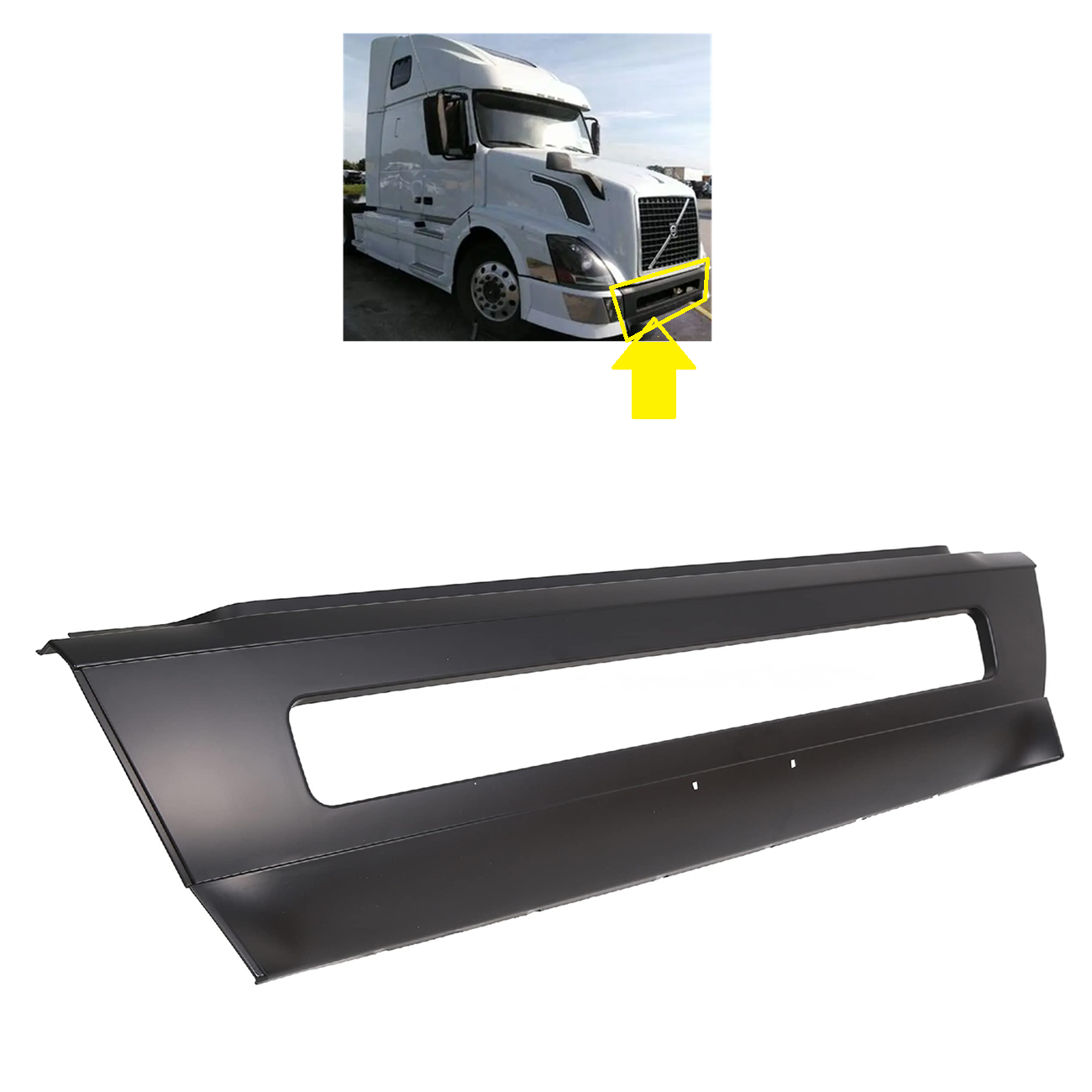 Volvo VNL 2004-2015 Front Bumper Center, Replacement for # 82728568 (Black)