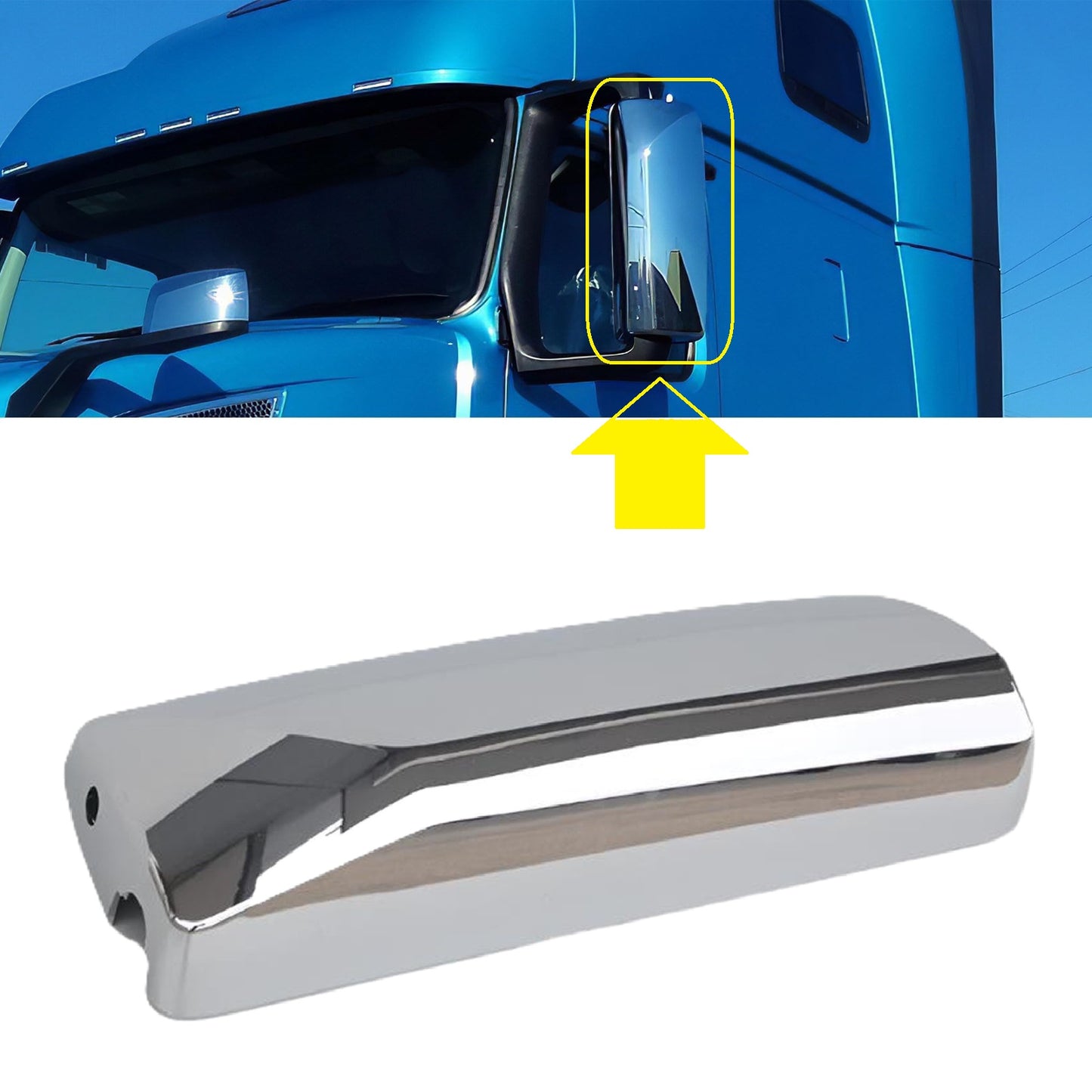 Chrome Door Mirror Cover (Left Driver Side) for Volvo VNL 2004–2024