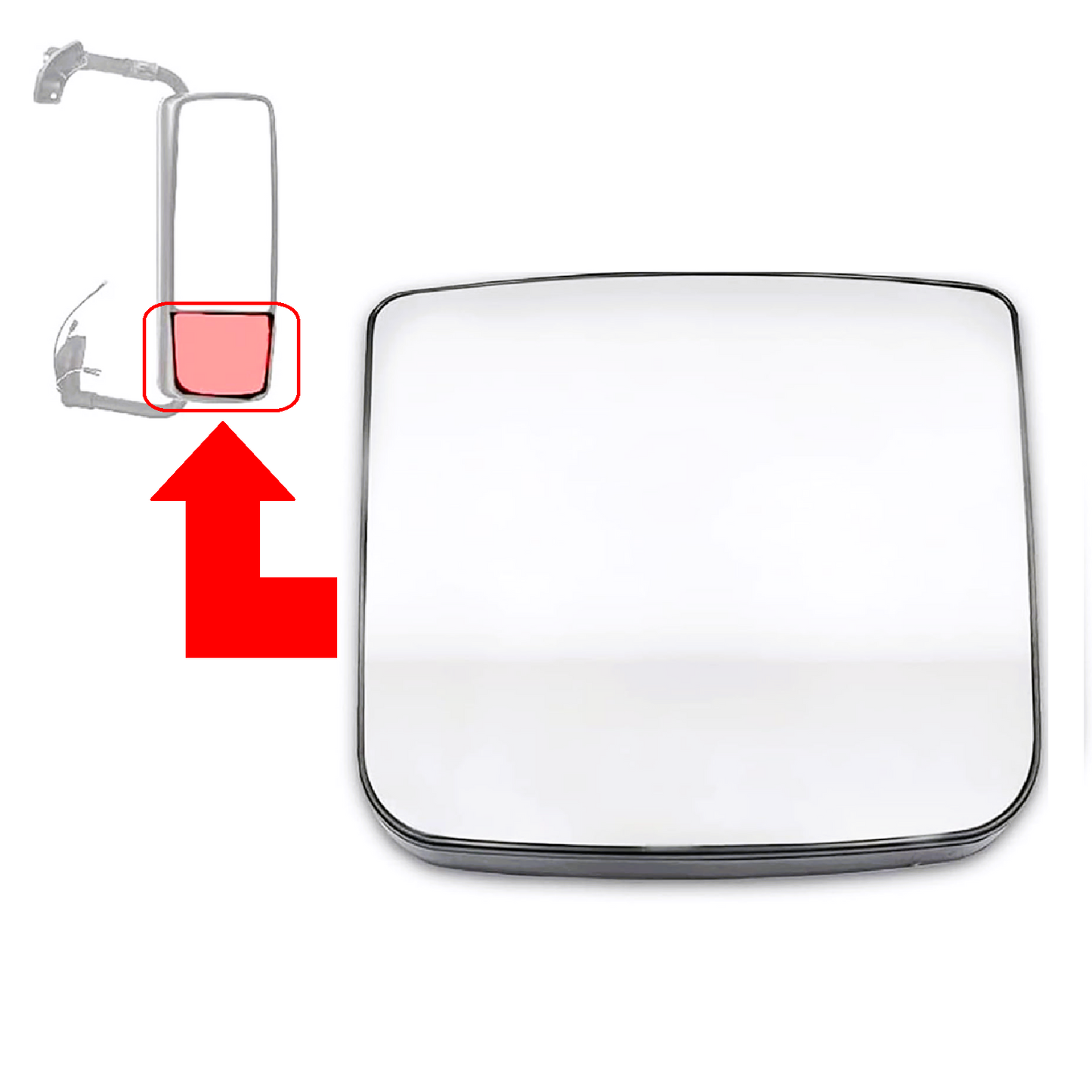 Wide Angle Small Lower Convex Door Mirror Glass Replacement for Volvo VNL 2004–2023