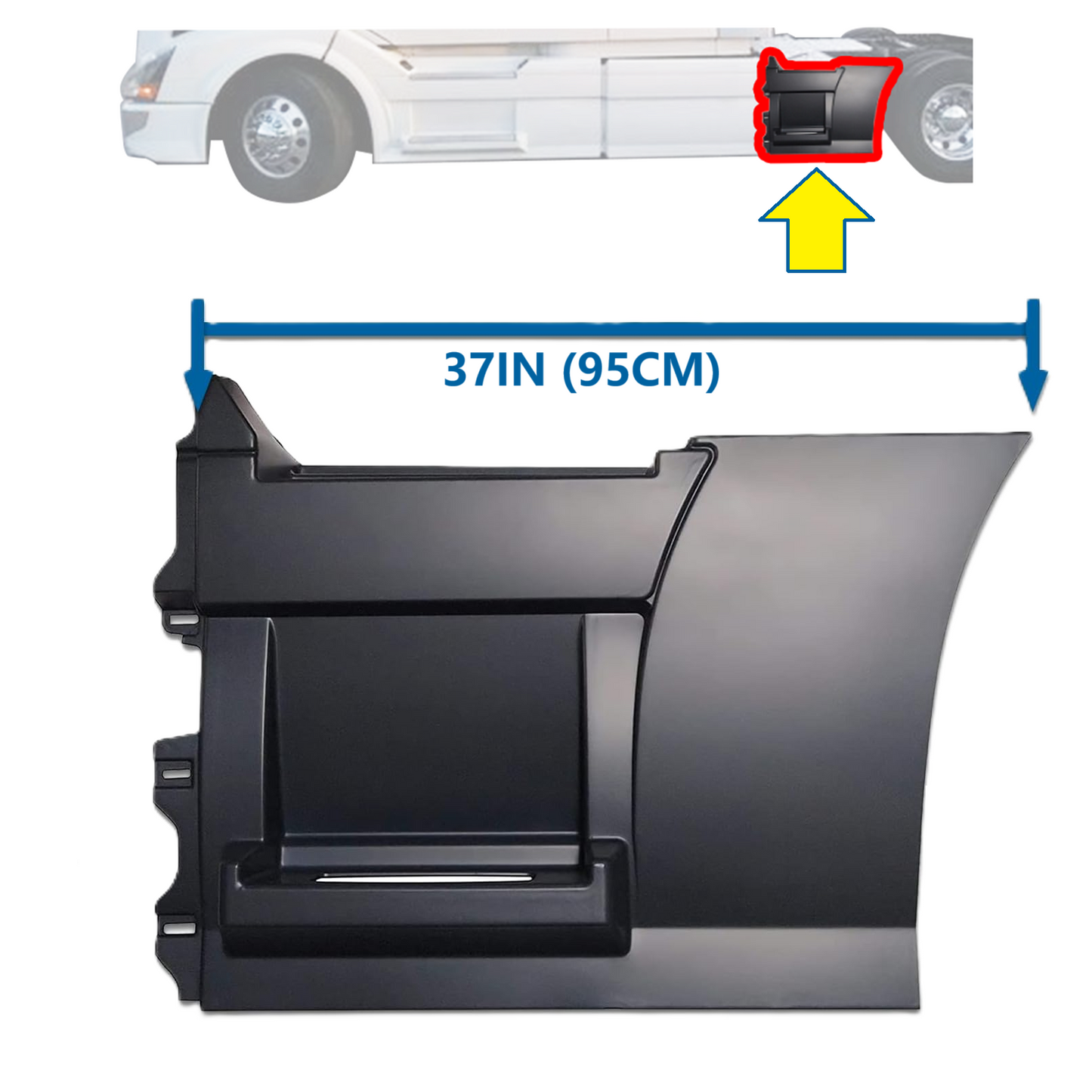 Rear Step Side Fairing Panel Replacement for Volvo VNL 2004–2017 (Left/Driver Side – 37" / 95 cm)