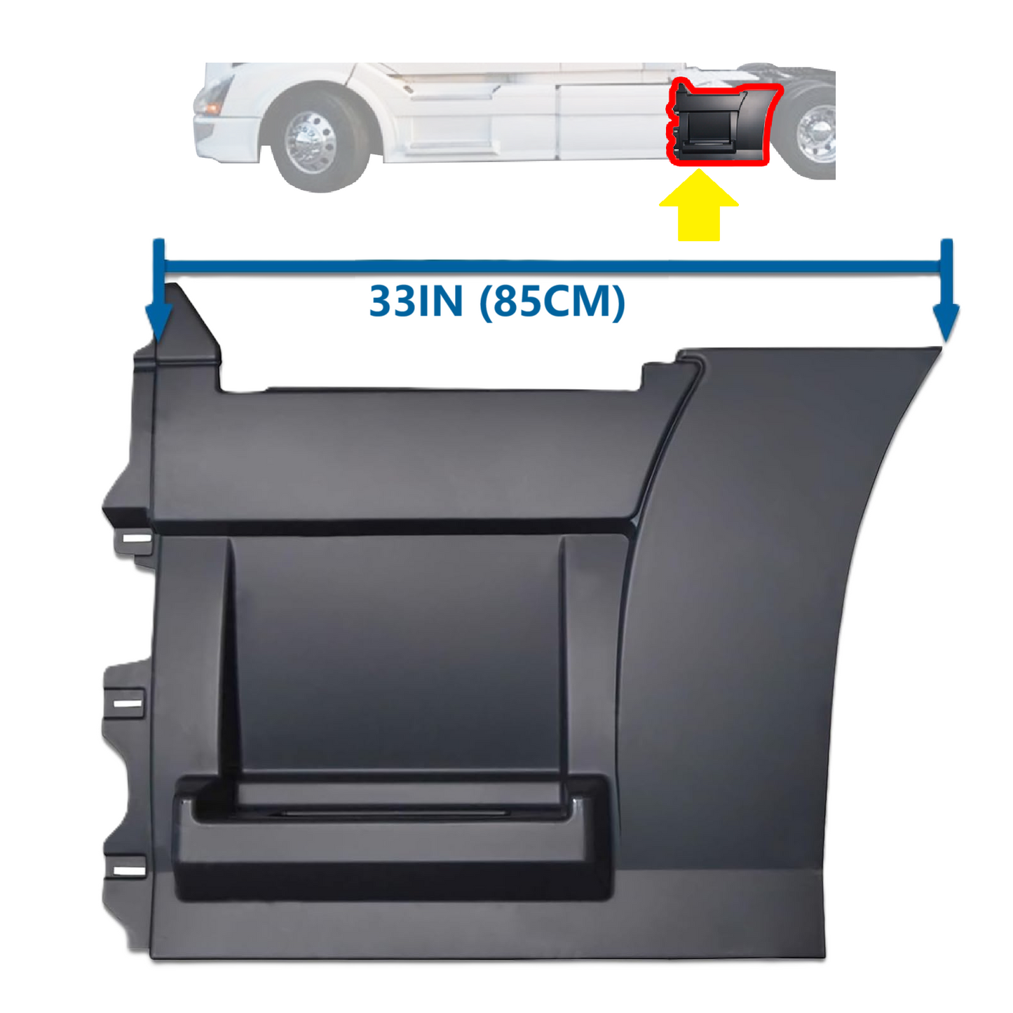 Rear Step Side Fairing Panel Replacement for Volvo VNL 2004–2017 (Left/Driver Side – 33" / 85 cm)