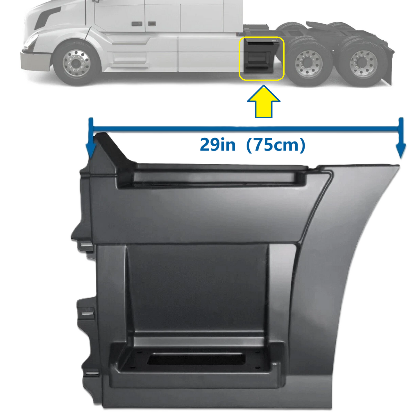 Rear Step Side Fairing Panel Replacement for Volvo VNL 2004–2017 (Left/Driver Side – 29" / 75 cm)