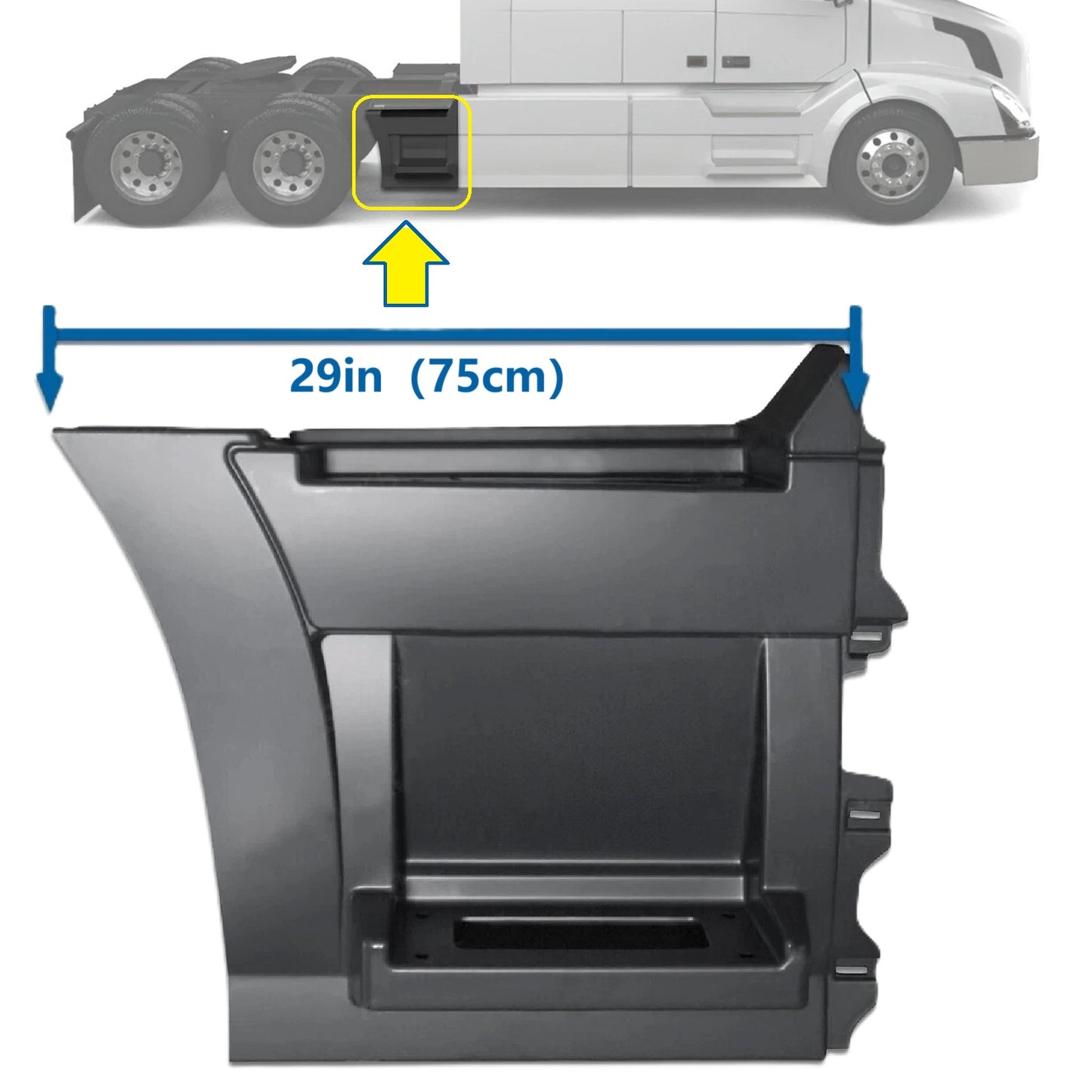 Rear Step Side Fairing Panel Replacement for Volvo VNL 2004–2017 (Right/Passenger Side – 29" / 75 cm)
