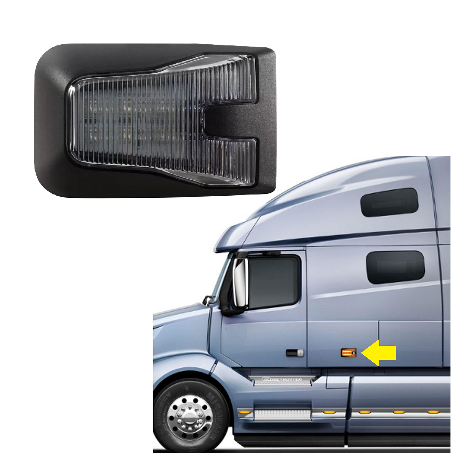 LED Side Marker Light Indicator Lamp for Volvo VNL 2004-2015 – 6LED, 12V, Amber (OE: 20895320)