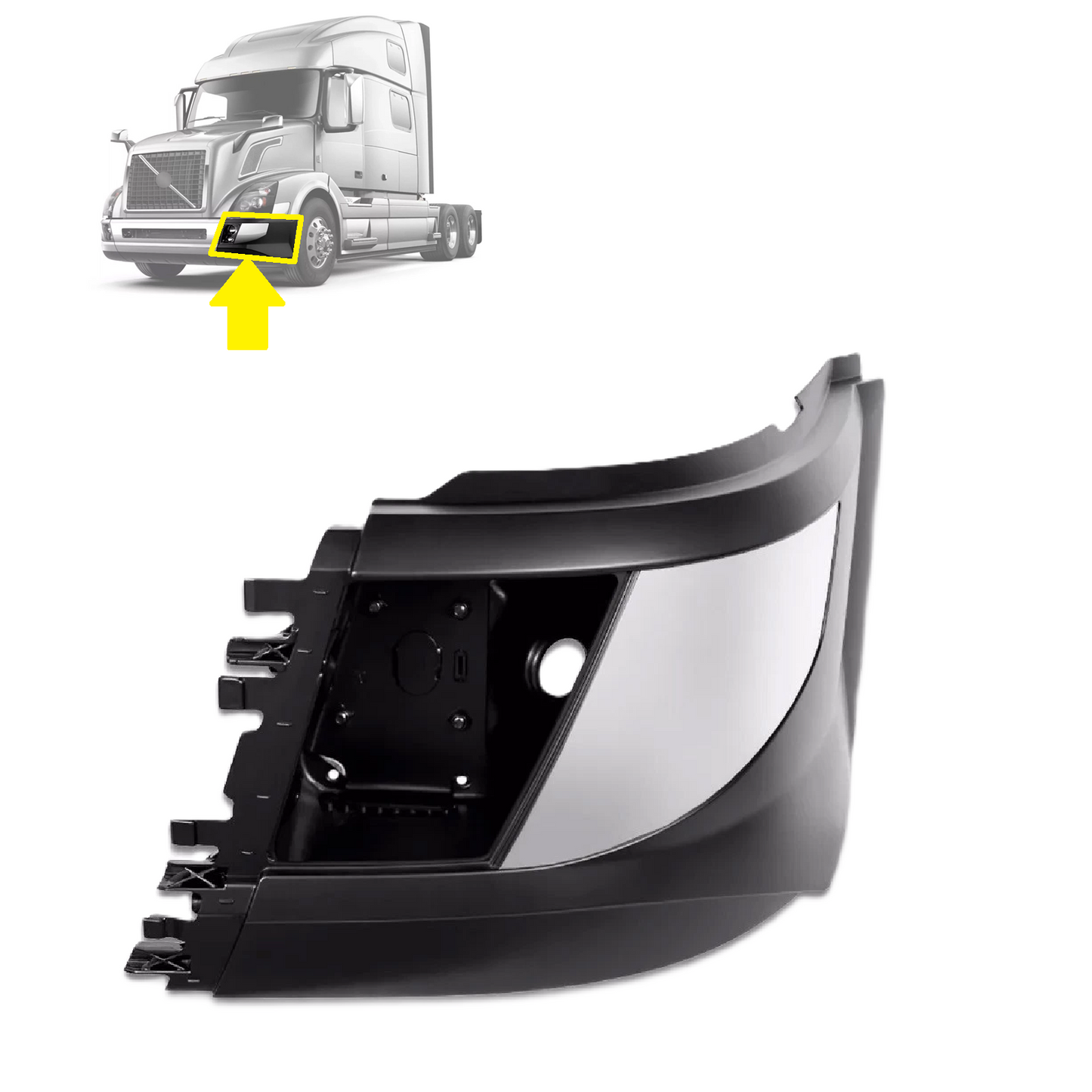 VOLVO VNL 2015-2017 SIDE BUMPER WITH HOLE & CHROME STRIPE