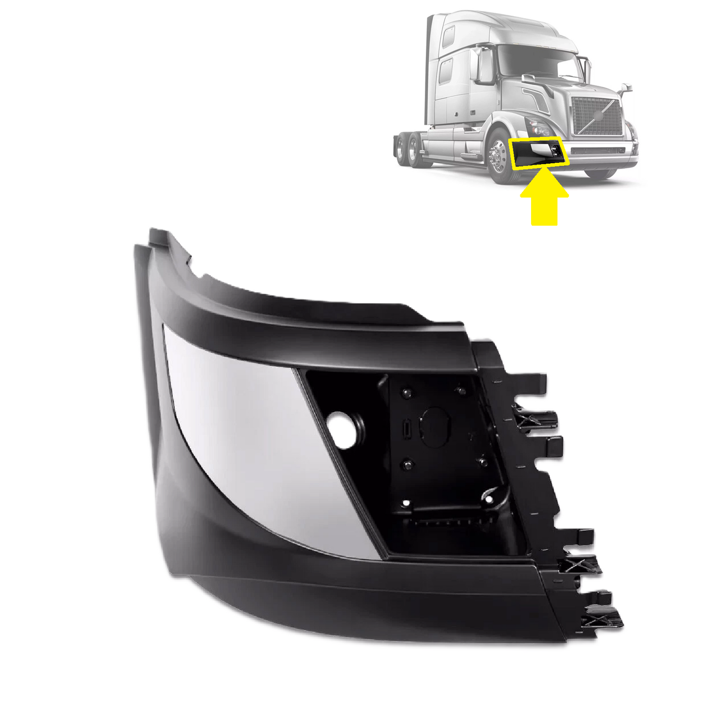 VOLVO VNL 2015-2017 SIDE BUMPER WITH HOLE & CHROME STRIPE
