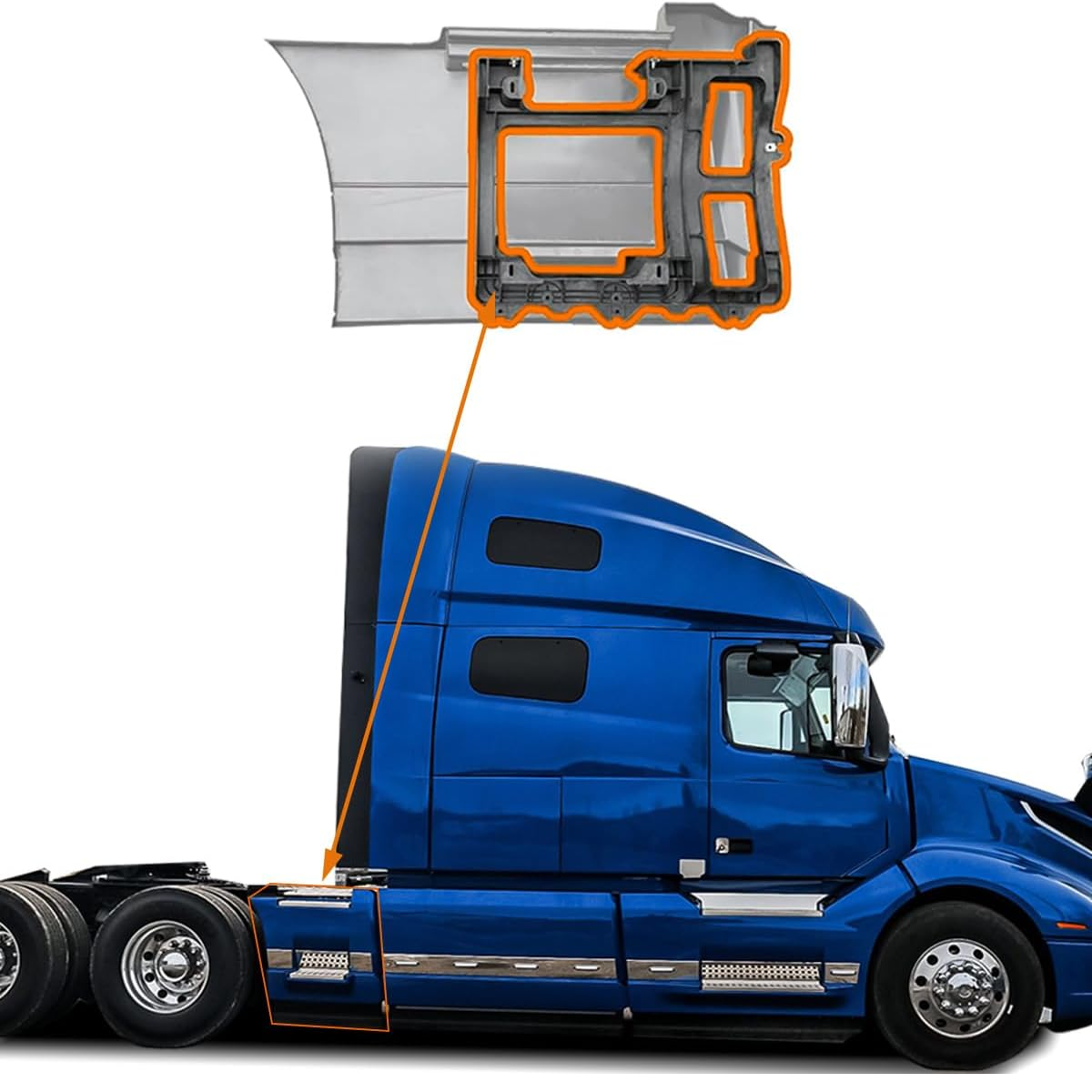 Volvo VNL 2018+ Step Fairing reinforcement Large SUPPORT Right Passenger Side